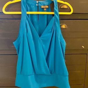 CUTE - V neck, Turquoise Blouse!